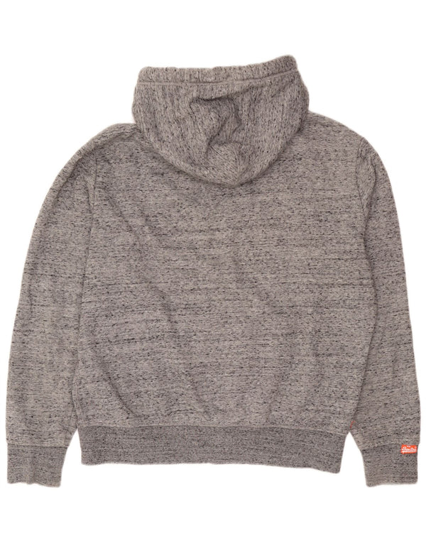 Superdry Herren-Kapuzenpullover mit Reißverschluss, Größe 2XL, grau gefleckte Baumwolle
