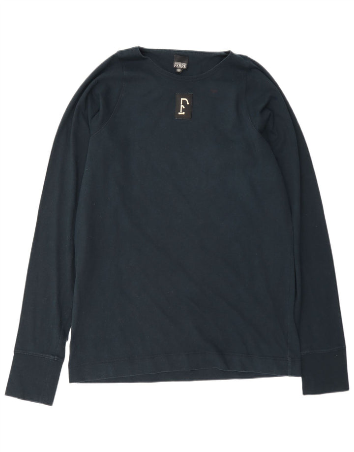 Gianfranco Ferre Herren Grafik-Top Langarm IT 50 Mittel Marineblau