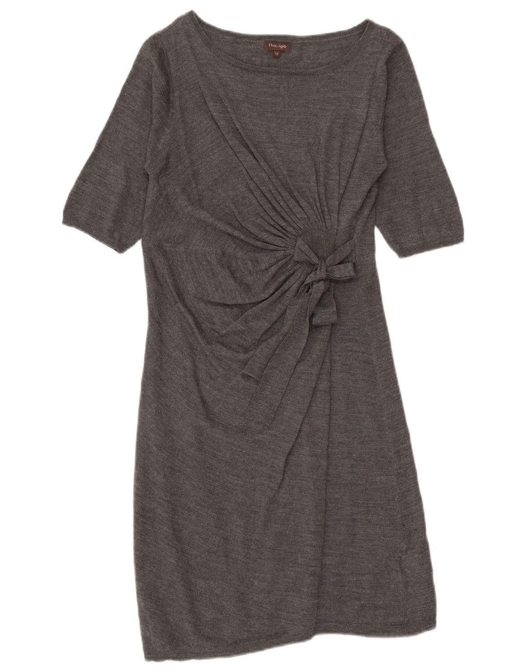 Phase Eight Damen-Pulloverkleid mit kurzen Ärmeln, vorne gebunden, UK 12, Mittelgrau