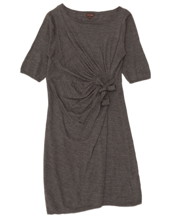 Phase Eight Damen-Pulloverkleid mit kurzen Ärmeln, vorne gebunden, UK 12, Mittelgrau