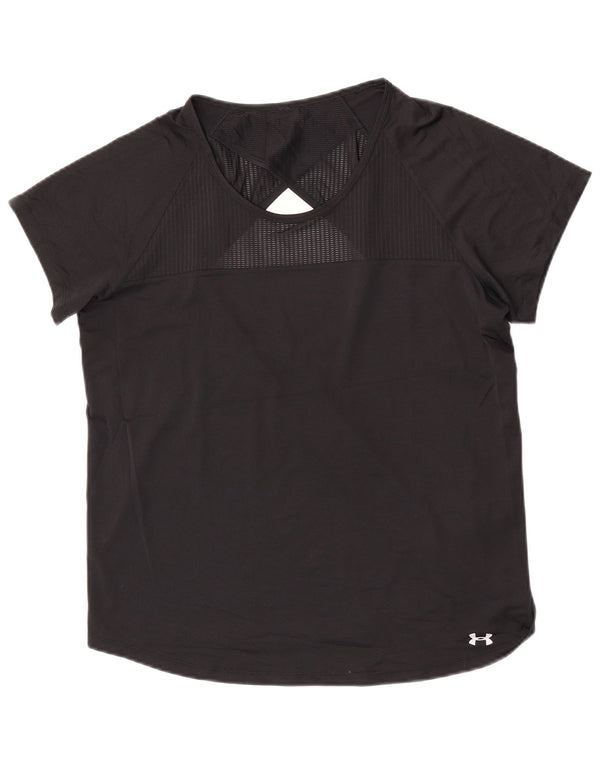 Under Armour Damen Heat Gear T-Shirt Top UK 16 Large Schwarz Polyester