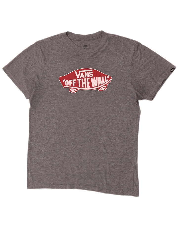 Vans Custom Fit Grafik-T-Shirt-Oberteil für Herren aus mittelgrau gesprenkelter Baumwolle