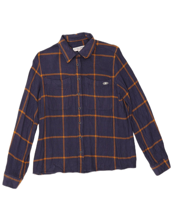 U.S. Polo Assn. Damen-Flanellhemd, EU 36, klein, marineblau, kariert, Viskose