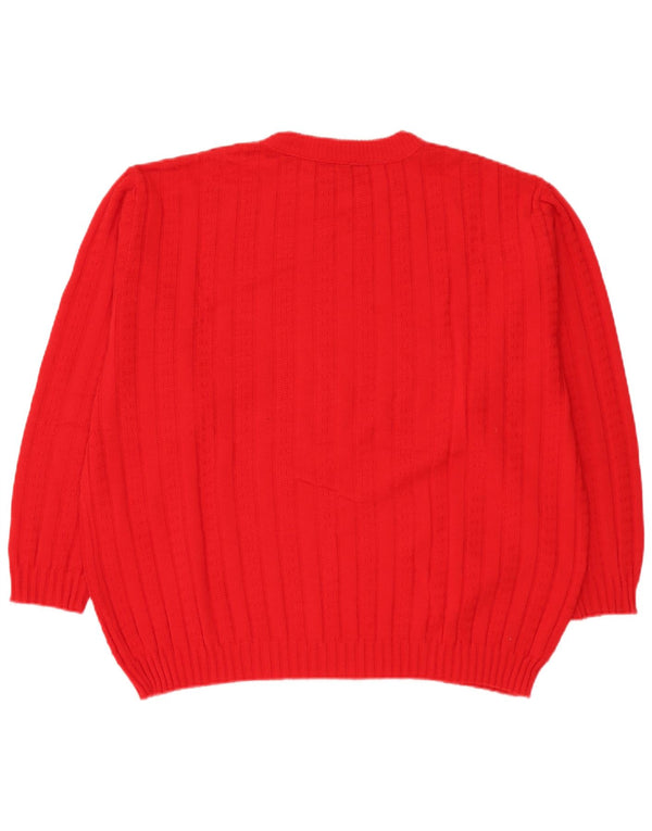 Vintage Herren Pullover mit Rundhalsausschnitt IT 58 3XL Rot Polyacryl