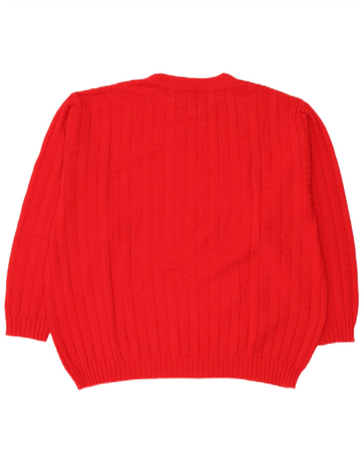 Vintage Herren Pullover mit Rundhalsausschnitt IT 58 3XL Rot Polyacryl