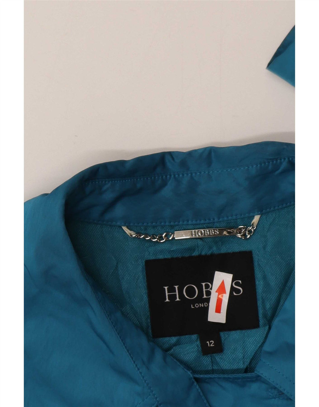 Hobbs Damen Kurzer zweireihiger Trenchcoat UK 12 Mittelblaues Polyester