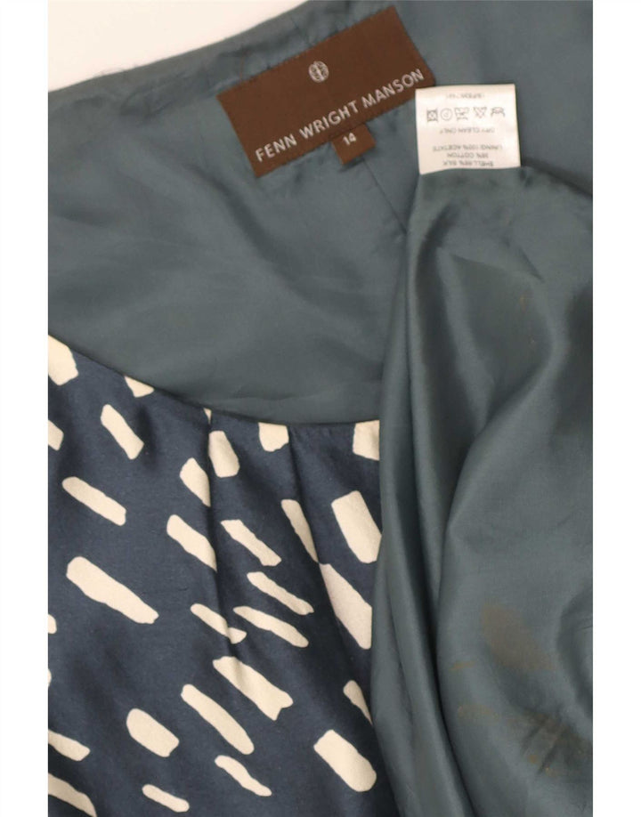 Fenn Wright Manson Damen Etuikleid UK 14 Mittelblaue geometrische Seide