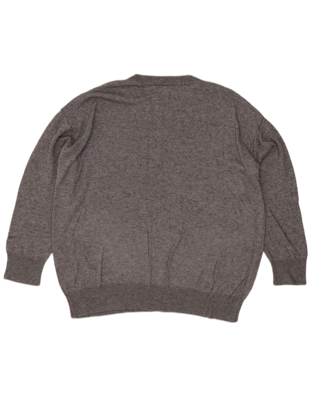 Massimo Dutti Herren-Pullover, lockere Passform, Rundhalsausschnitt, Größe S, graue Viskose