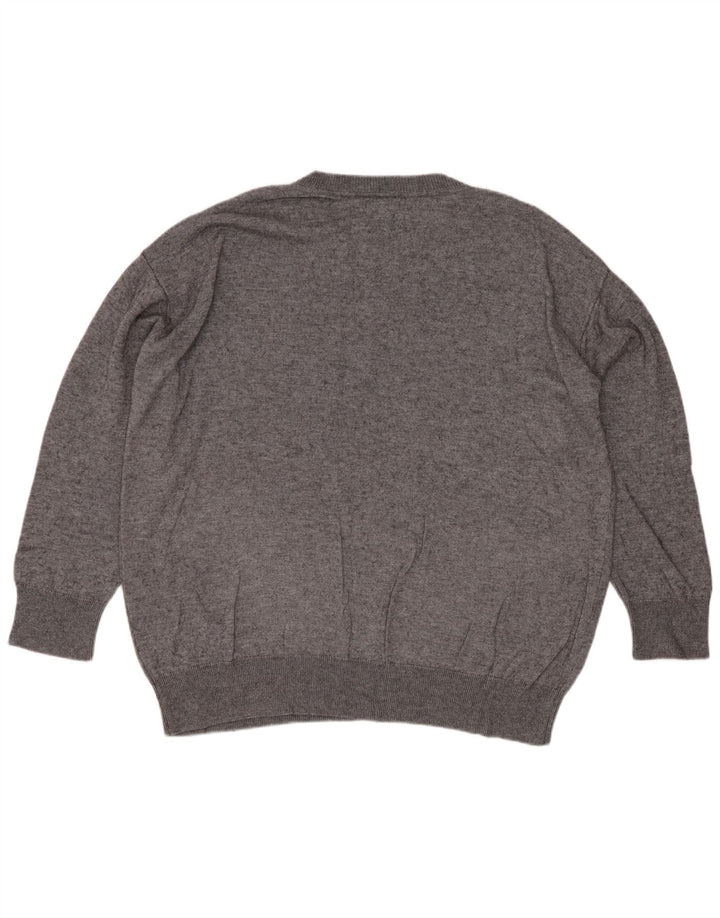 Massimo Dutti Herren-Pullover, lockere Passform, Rundhalsausschnitt, Größe S, graue Viskose