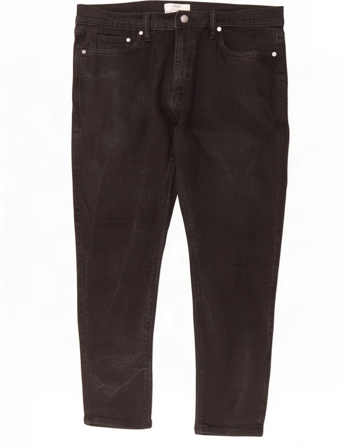 Marks & Spencer Herren Skinny Jeans W36 L29 Schwarze Baumwolle