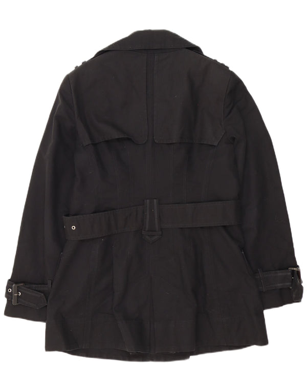 Zara Damen Trenchcoat UK 14 Große schwarze Baumwolle