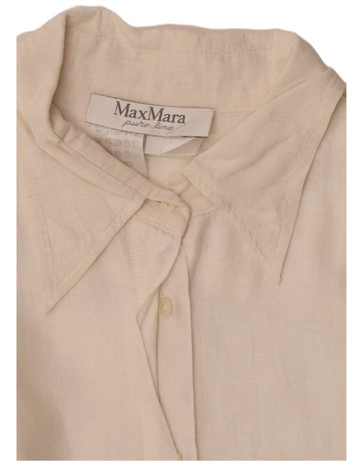 Max Mara Damen-Hemd UK 10 Small aus weißem Leinen