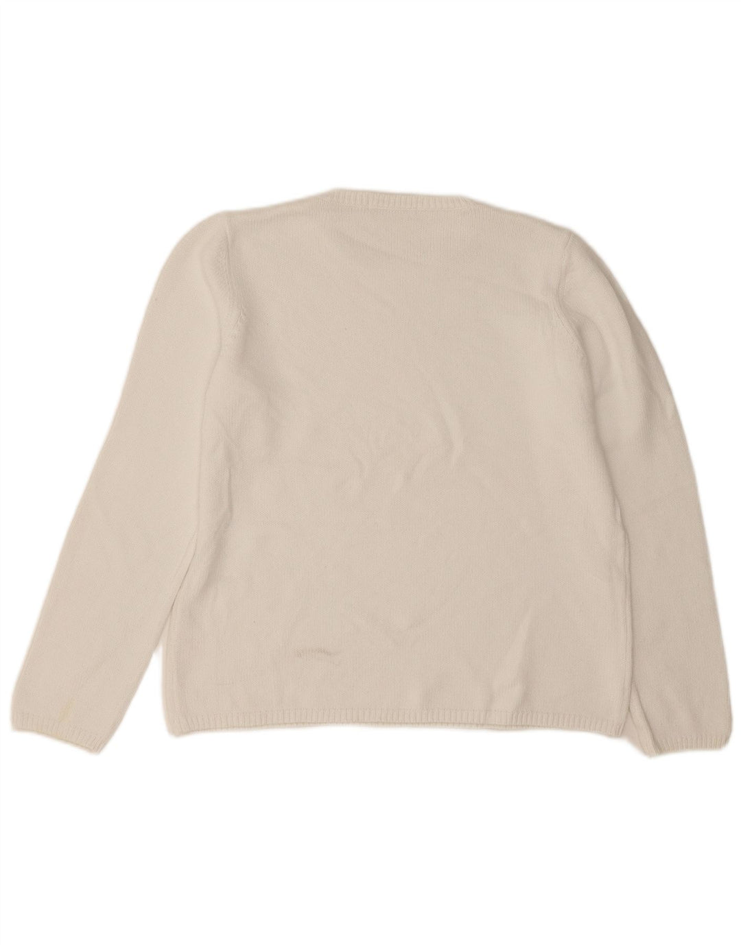 Marks & Spencer Damen-Pullover mit Rundhalsausschnitt, UK 16, Größe L, weiße Baumwolle
