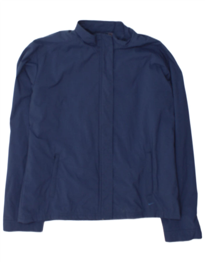 Nike Damen-Trainingsanzug-Top-Jacke UK 14/16 Large Marineblaues Nylon