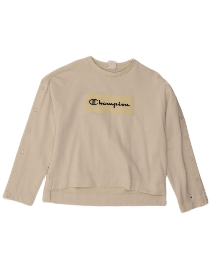 Champion Womens Graphic Oversized Sweatshirt Pullover UK 10 Small Weiß