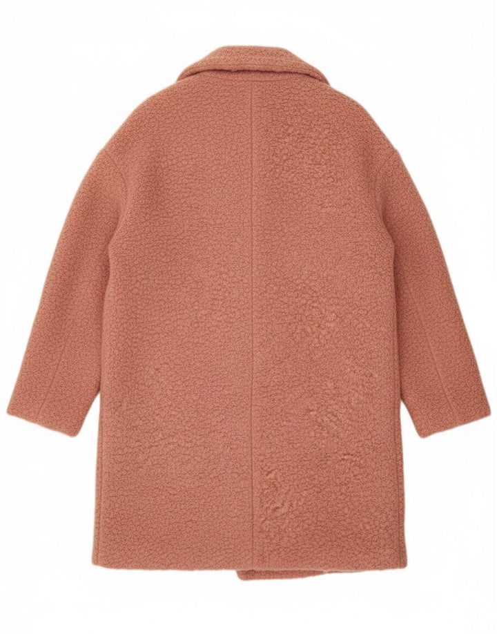 Topshop Damen Übergroßer zweireihiger Mantel UK 10 Small Rosa Wolle