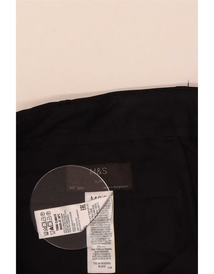 Marks & Spencer Herren Slim Chinohose W40 L29 Schwarz Polyester