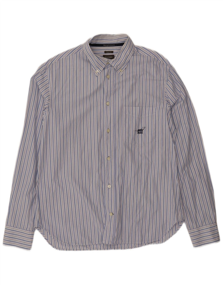 Henry Cottons Herren-Slim-Fit-Hemd, Größe 42, groß, blauer Nadelstreifen