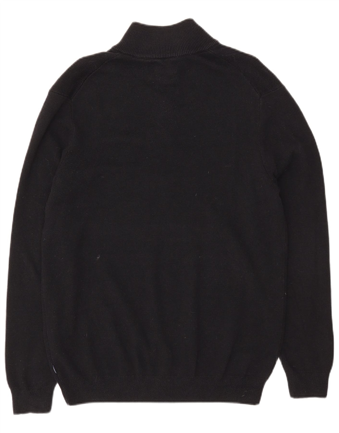Superdry Herren-Pullover mit Reißverschluss am Hals, groß, aus schwarzer Baumwolle