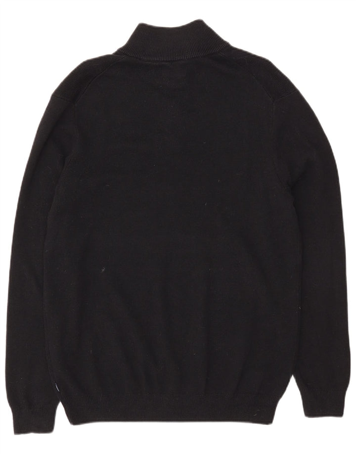 Superdry Herren-Pullover mit Reißverschluss am Hals, groß, aus schwarzer Baumwolle