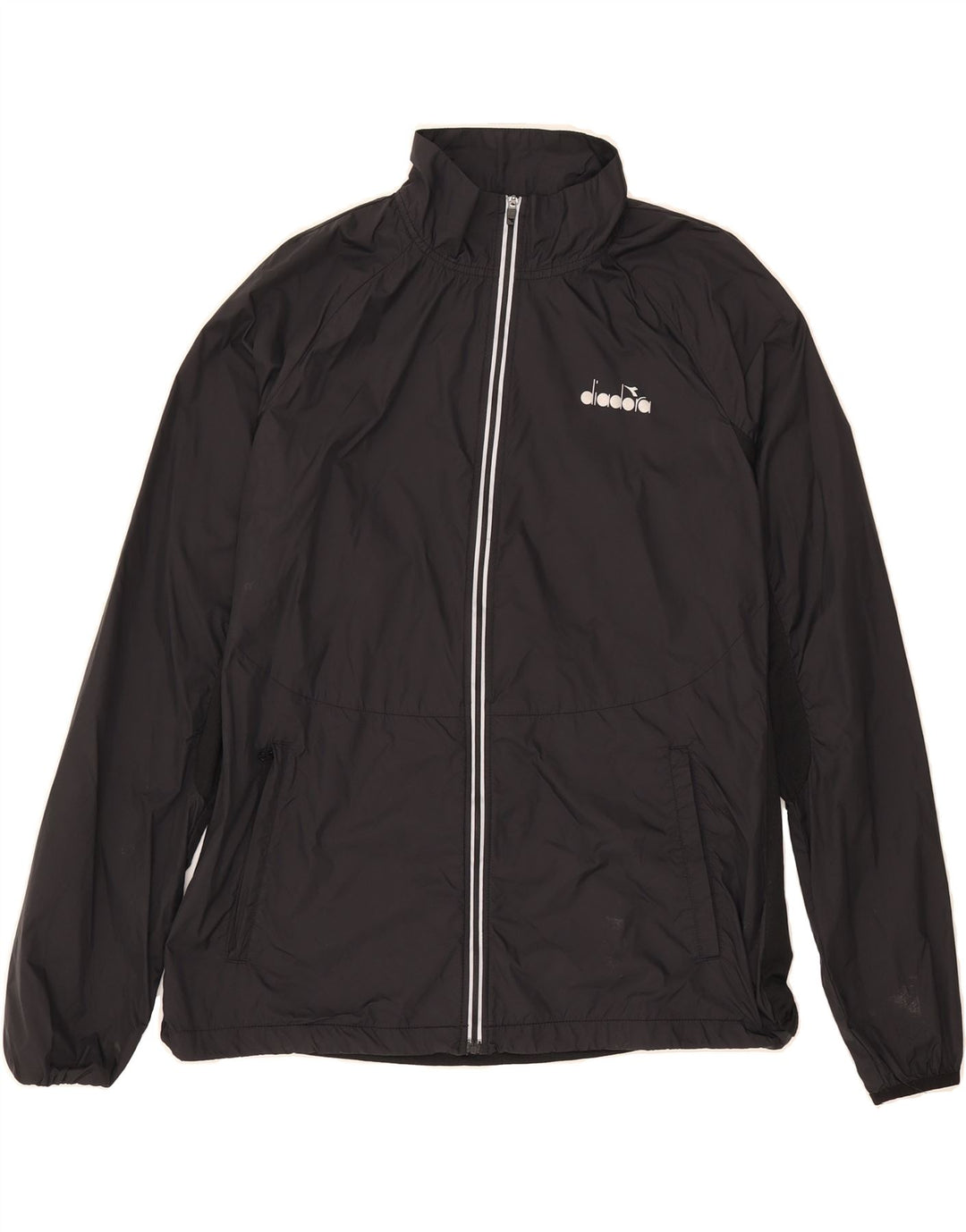 DIADORA Mens Tracksuit Top Jacket Medium Black Polyester Vintage Diadora and Second-Hand Diadora from Messina Hembry 