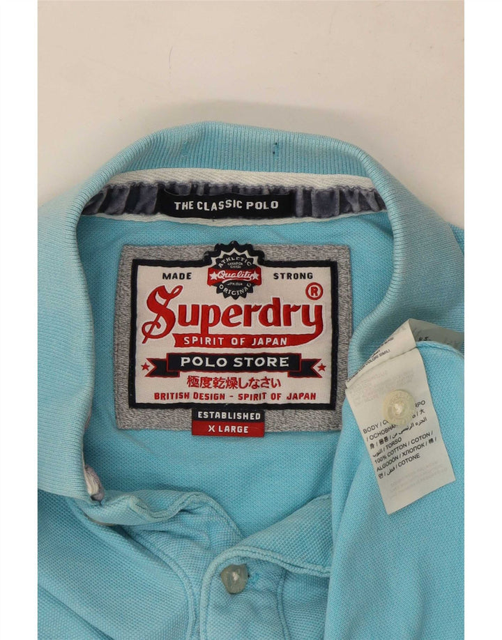Superdry Herren-Poloshirt mit Grafik, XL, Blau, Baumwolle