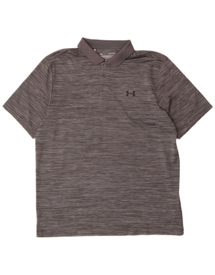 Under Armour Herren-Poloshirt, großes graues Nadelstreifen-Polyester