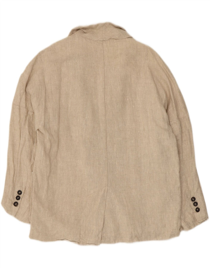 Zara Damen-Blazer, übergroß, zweireihig, Gr. 10, Größe S, Beige, Leinen