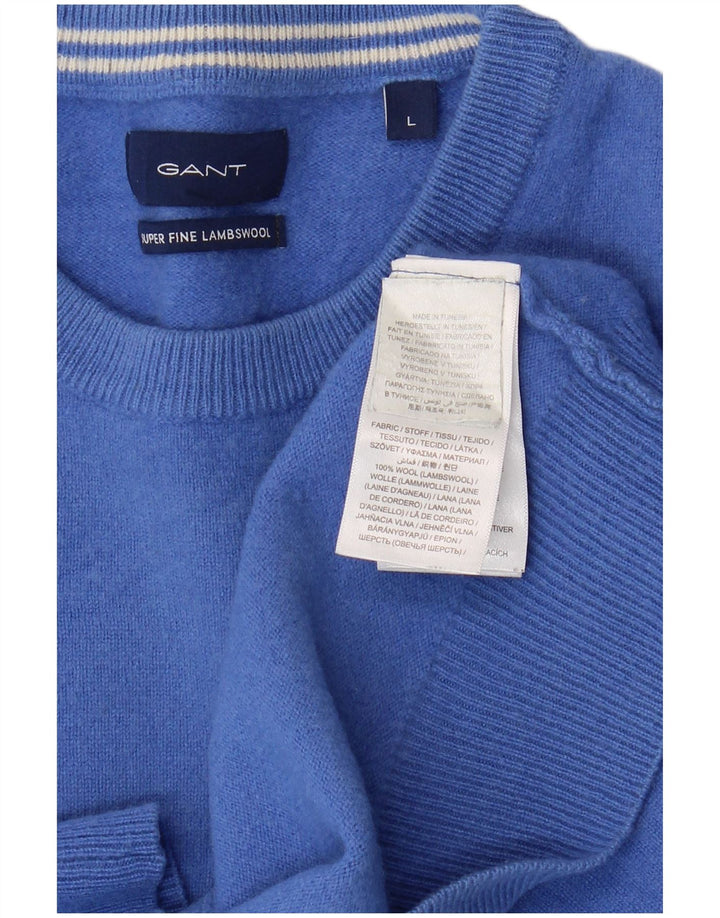 GANT Herren-Pullover mit Rundhalsausschnitt, große blaue Wolle