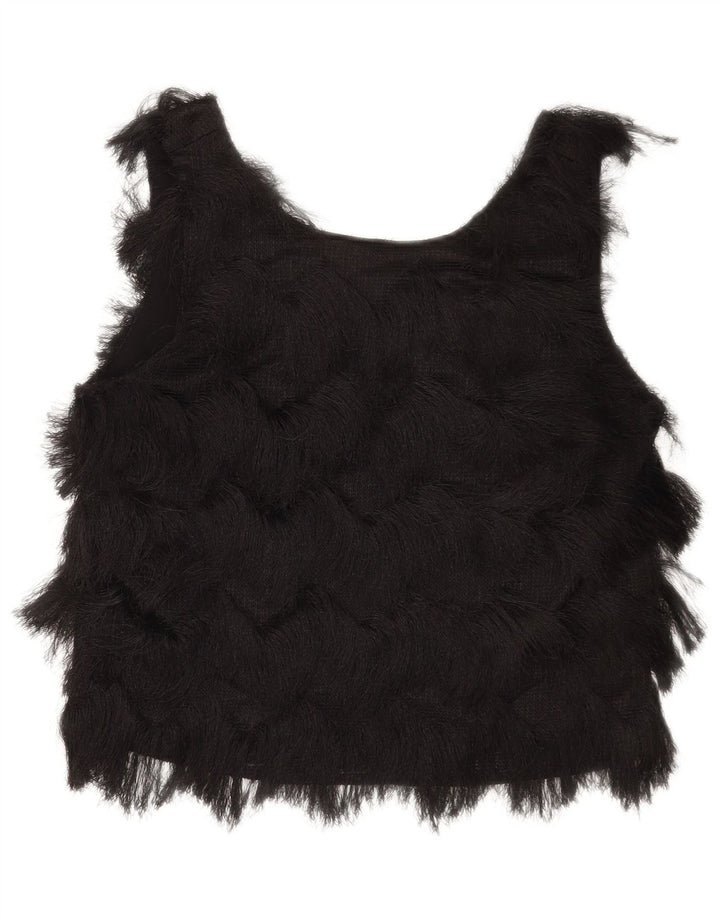 Ärmelloses Crop-Blusenoberteil für Damen von Zara, Gr. 10, Größe S, Schwarz, Polyester