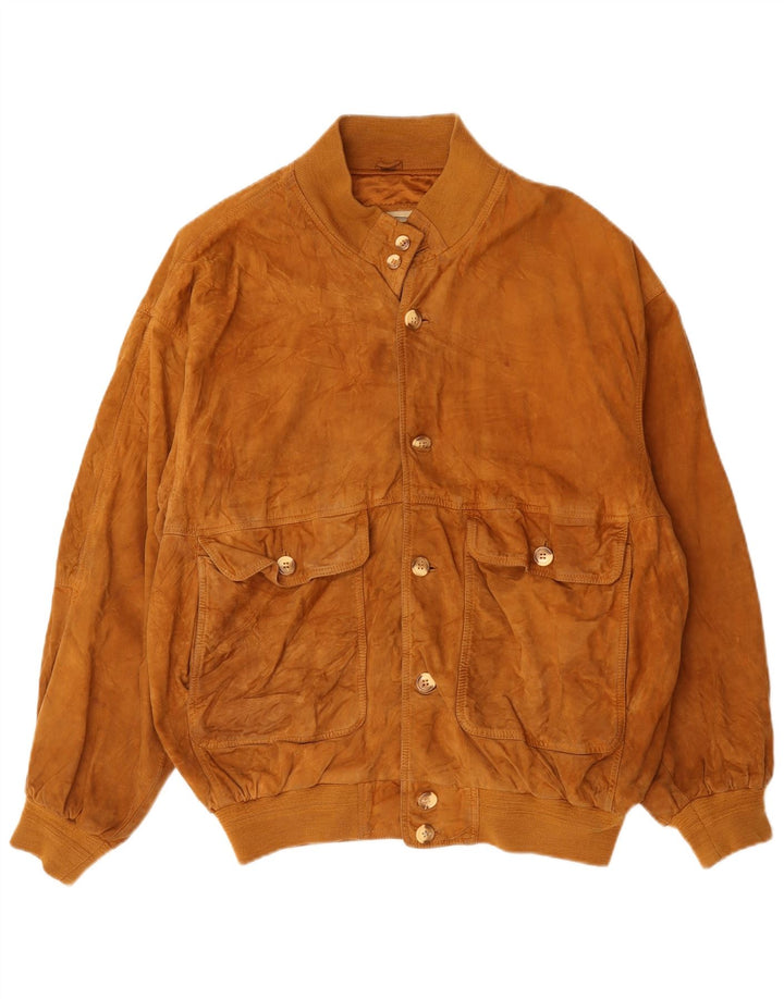 Vintage Herren Wildleder Bomberjacke UK 42 XL Braunes Leder