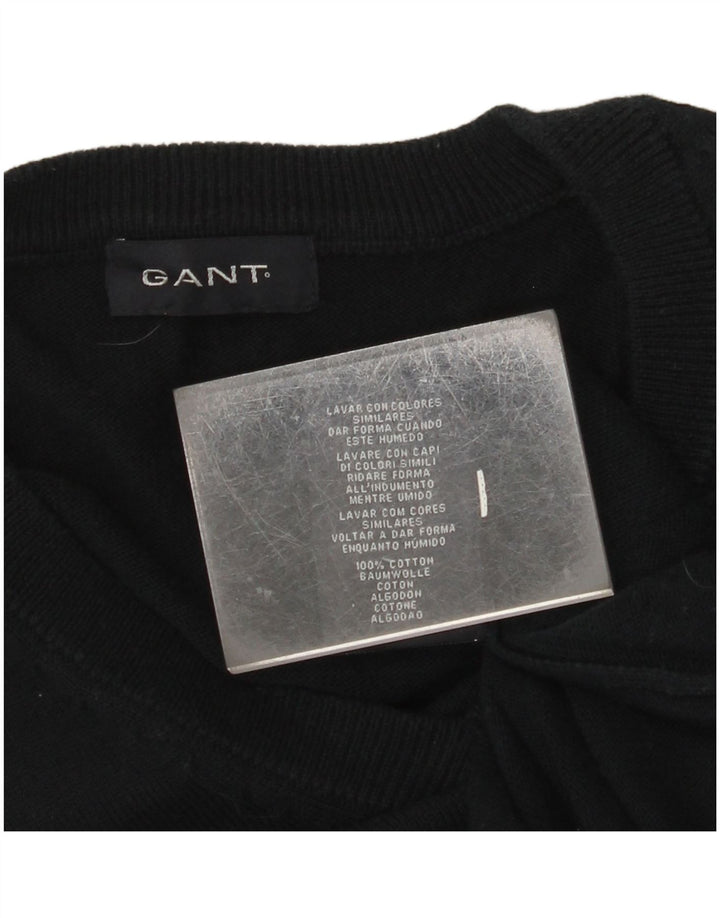 GANT Herren-Pullover mit V-Ausschnitt aus mittelblauer Baumwolle