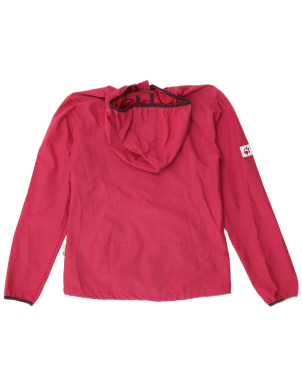 Jack Wolfskin Mädchen-Regenjacke mit grafischer Kapuze, 15–16 Jahre, rosa geblümt