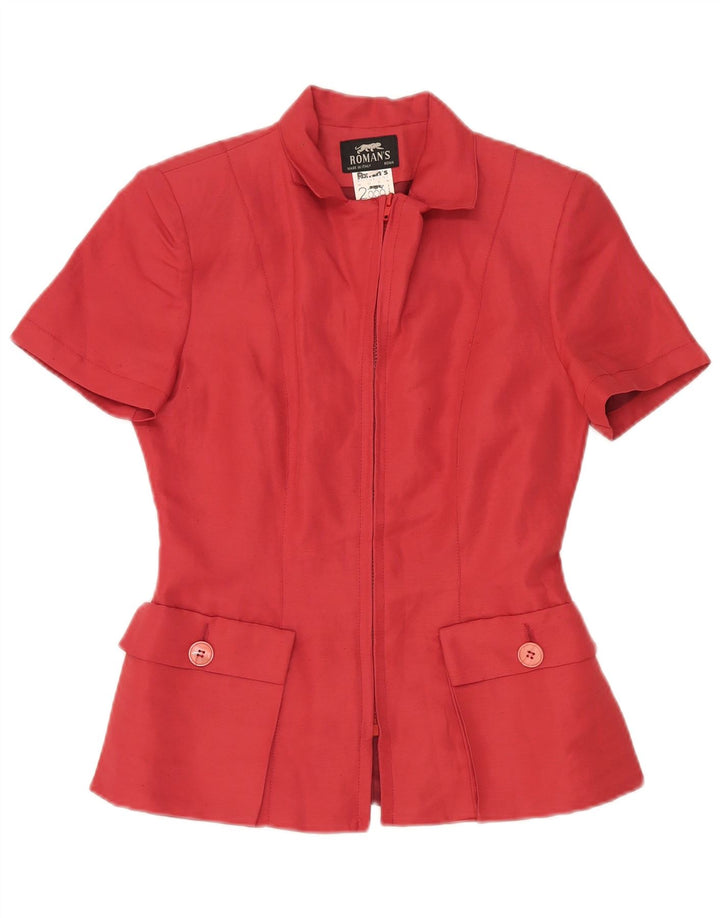 Roman's Kurzärmliger Damen-Blazer mit durchgehendem Reißverschluss IT 42 Mittelrotes Leinen