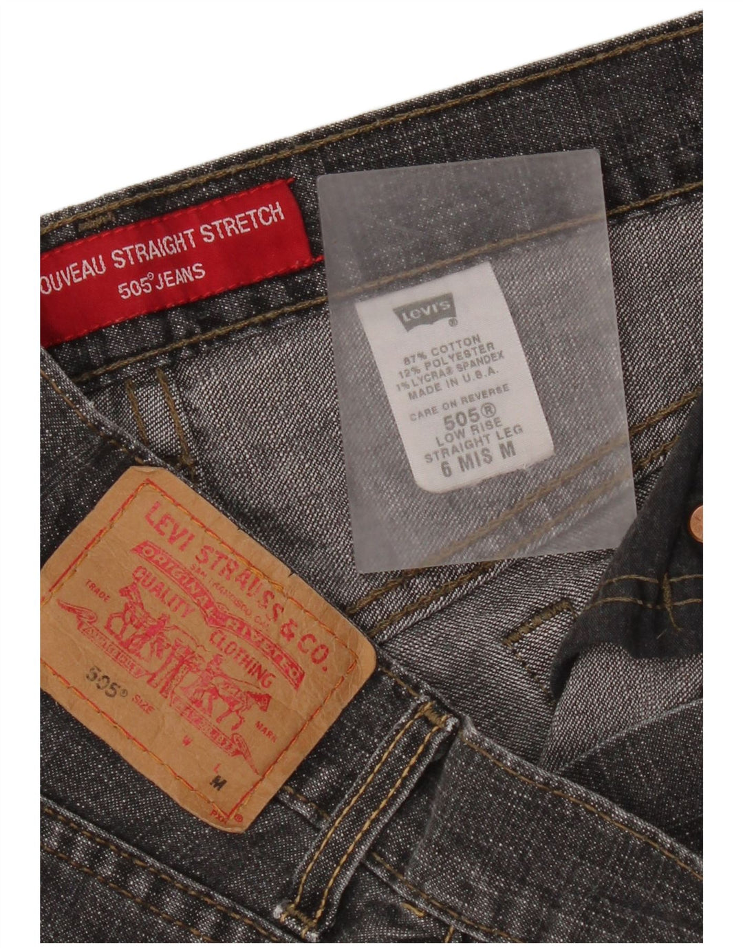 Levi's Damen 505 Distressed Straight Jeans US 6 Medium W30 L32 Grau