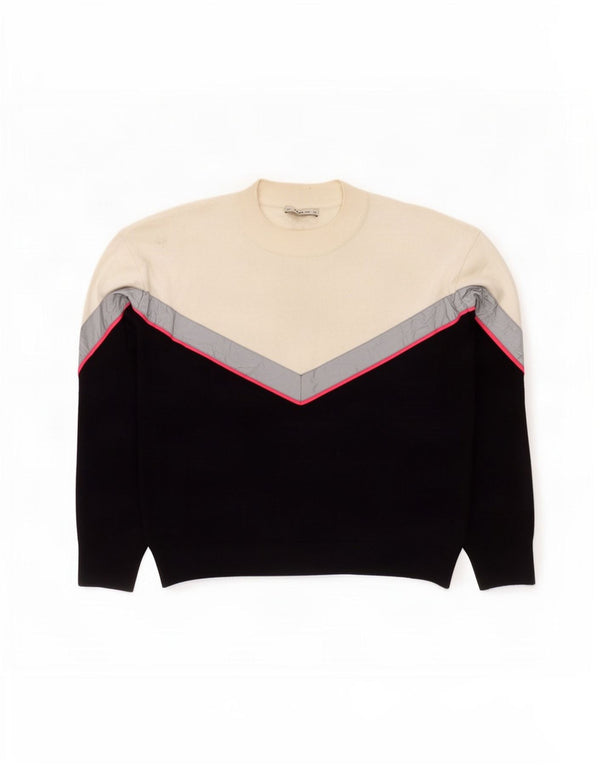Zara Womens Crew Neck Jumper Sweater UK 12 Medium Black Colourblock