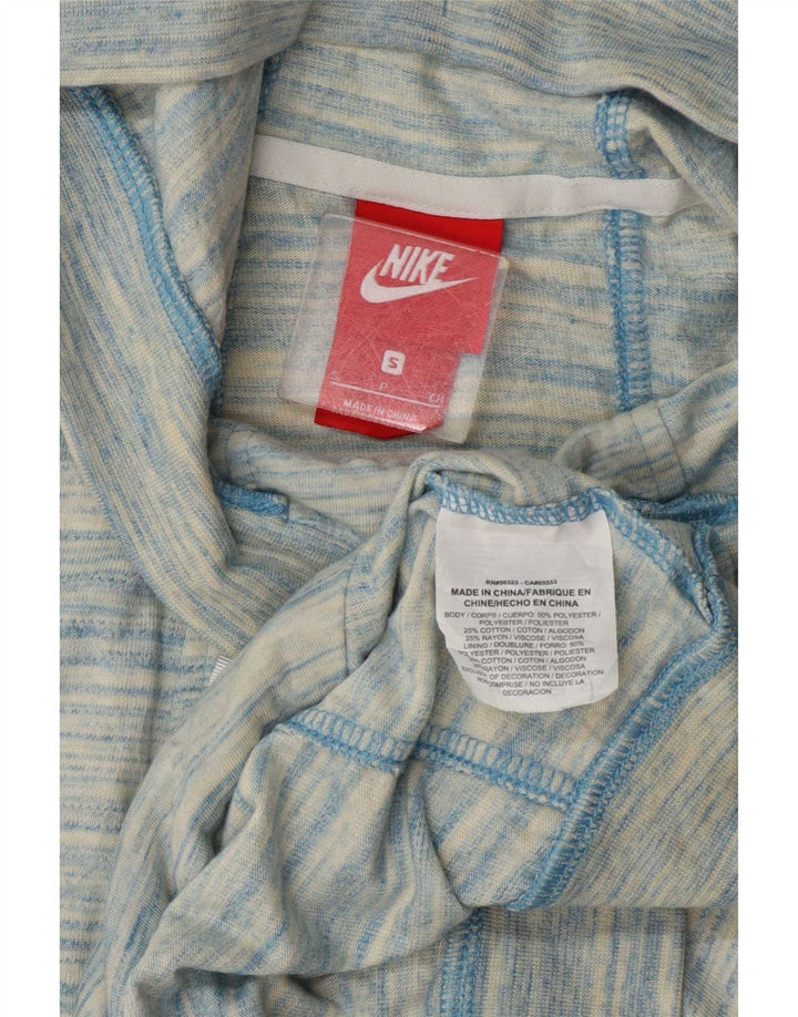 Nike Damen-Kapuzenpullover mit Reißverschluss, Gr. 10, klein, blau geflecktes Polyester