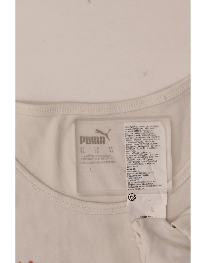 PUMA Damen Graphic Vest Top UK 18 XL Weiße Baumwolle