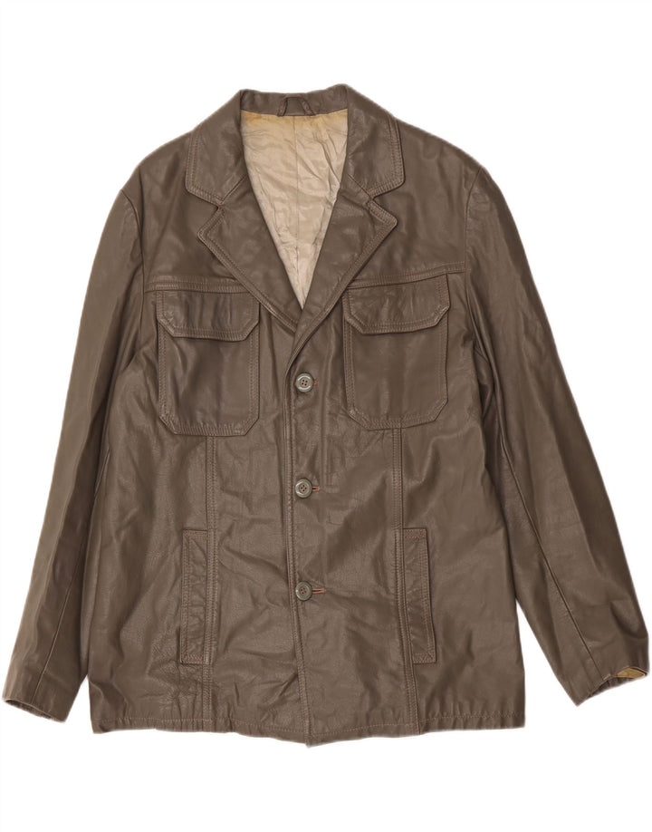 GALA Mens Leather Jacket UK 38 Medium Grey Vintage Gala and Second-Hand Gala from Messina Hembry 
