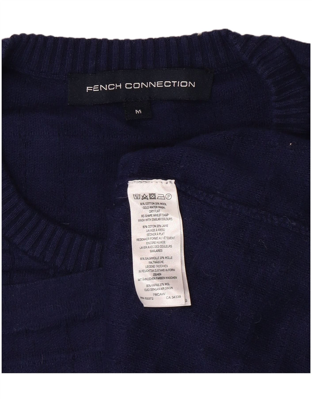 French Connection Damen-Pullover mit Rundhalsausschnitt, UK 14, mittelblaue Baumwolle