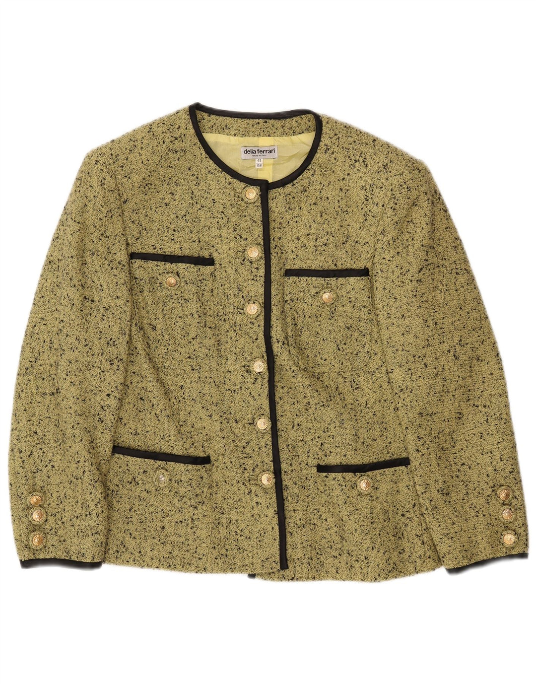 DELIA FERRARI Damen-Blazer mit übergroßen 3/4-Ärmeln, Größe IT 41, klein, grün