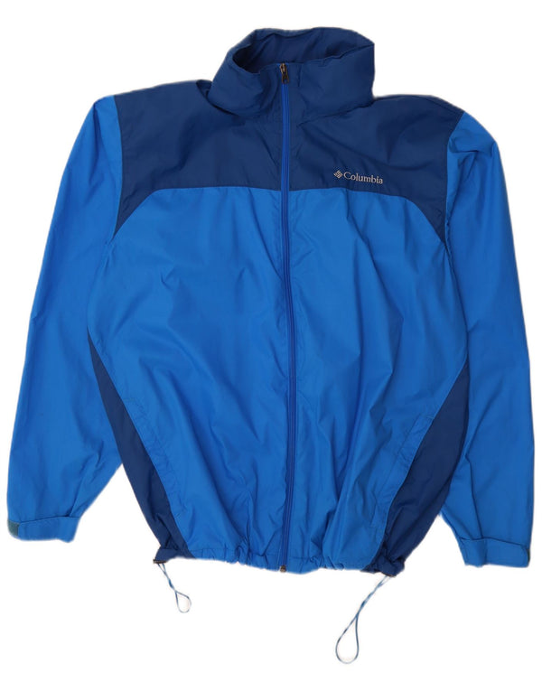 COLUMBIA Herren-Regenjacke UK 40 Large Blaues Colourblock-Nylon