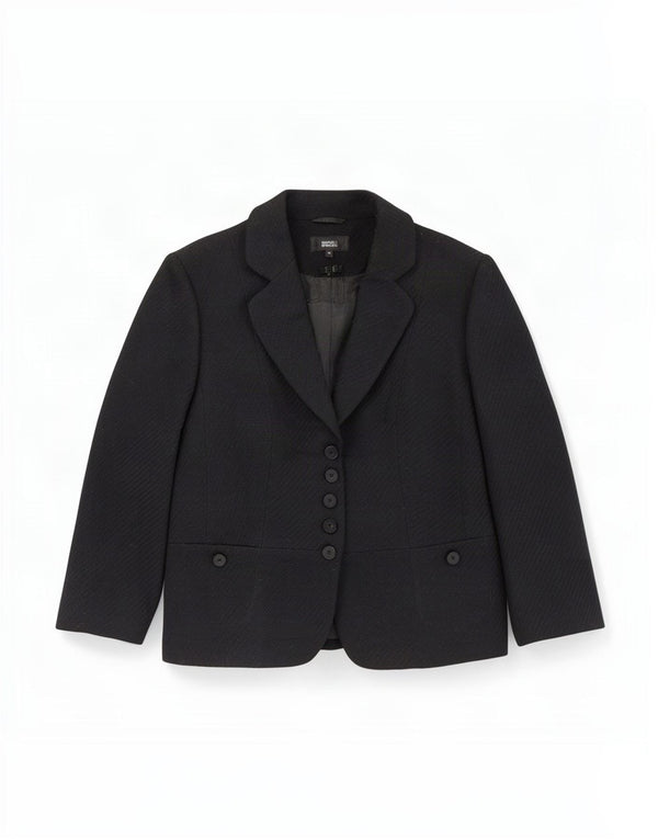Marks & Spencer Damen-Blazerjacke mit 3/4-Ärmeln und 5 Knöpfen, Gr. 16, Schwarz