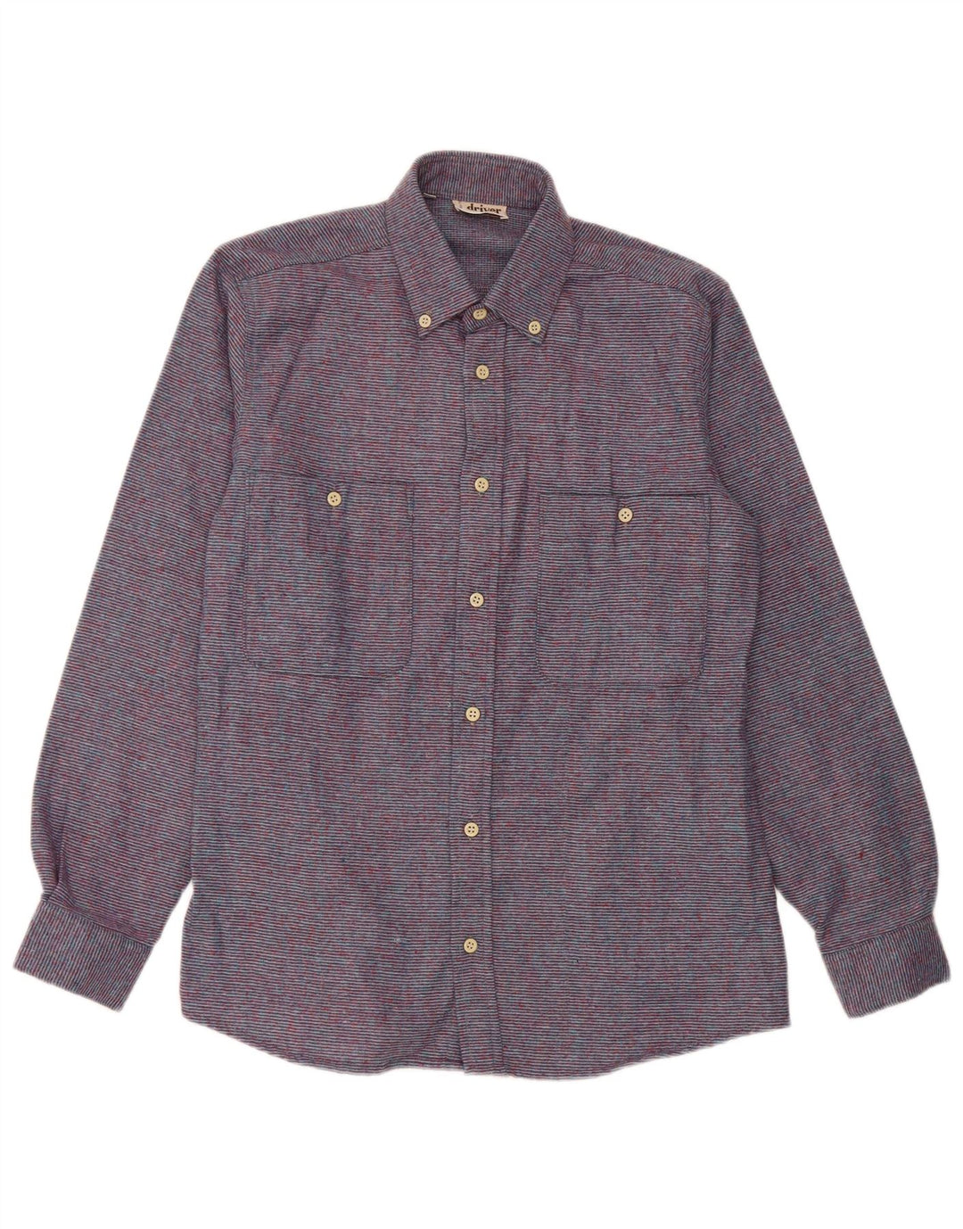 Vintage Herren Flanellhemd Größe 37 14 1/2 Kleines lila gestreiftes Polyester