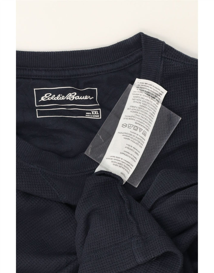 EDDIE BAUER Mens Top Long Sleeve 2XL Navy Blue Cotton Vintage Eddie Bauer and Second-Hand Eddie Bauer from Messina Hembry 