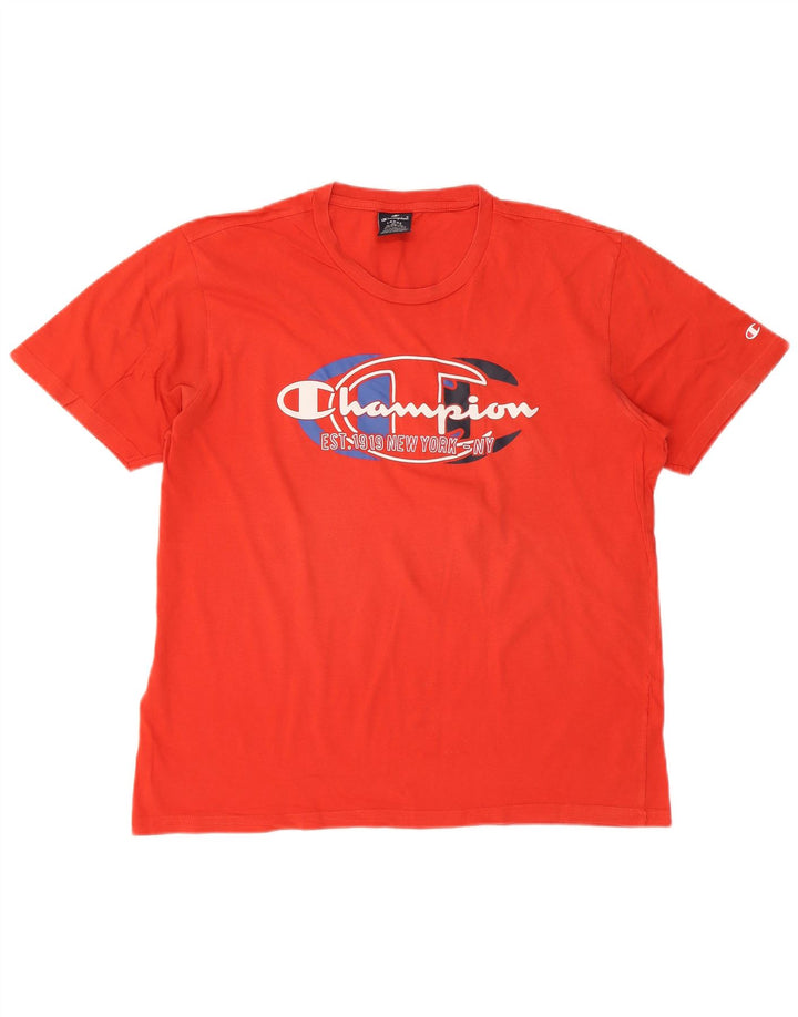 Champion Herren T-Shirt mit Grafik, Größe L, Rot