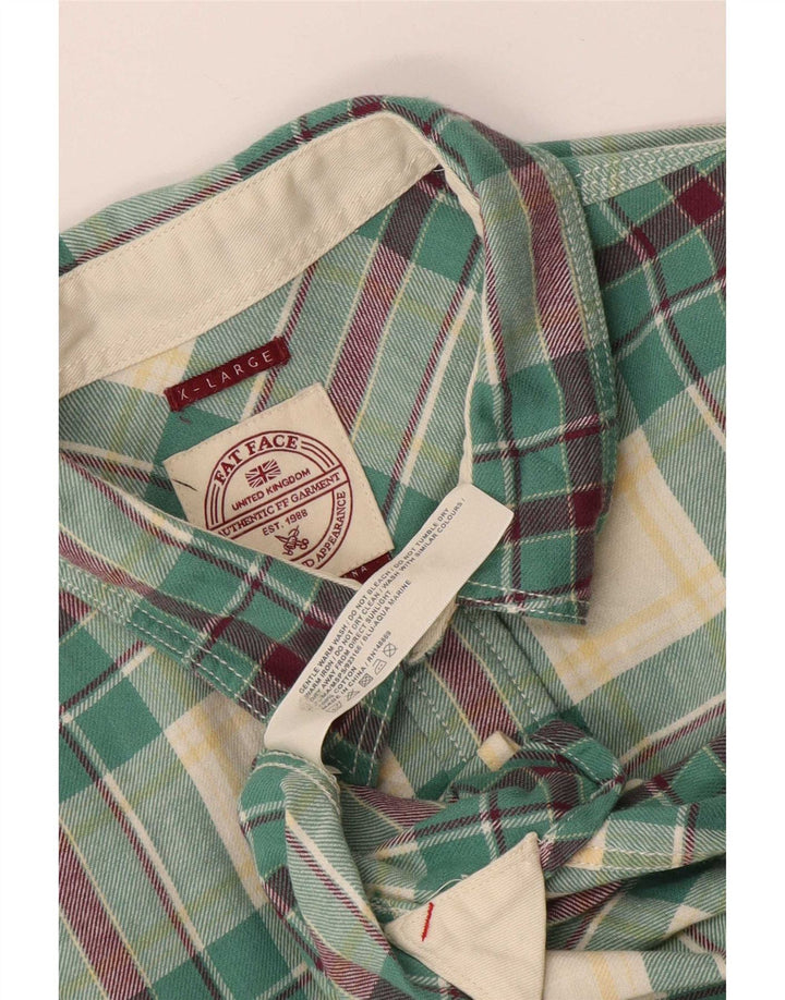 Fat Face Herren-Flanellhemd XL, grün kariert, Baumwolle