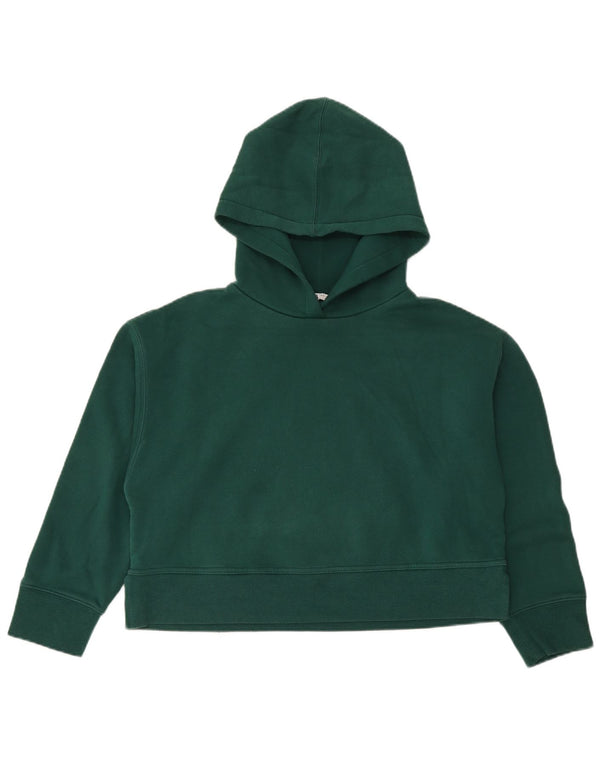 Zara Damen Crop Oversized Hoodie Pullover UK 16 Large Grüne Baumwolle