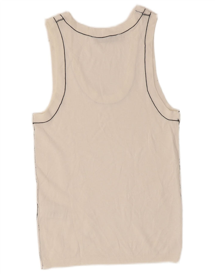 Zara Damen Weste Top UK 8 Small Off White Viscose