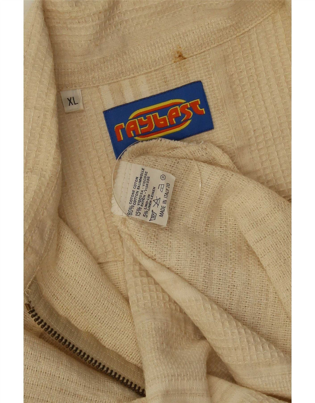 Vintage Herren Kurzarmshirt XL Beige gestreift